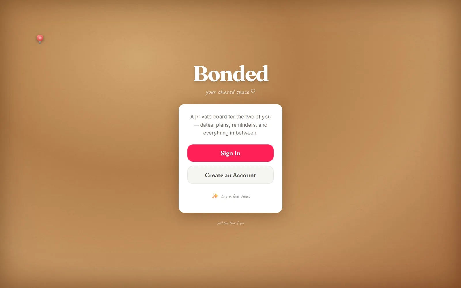 The Bonded home page as it renders today.
