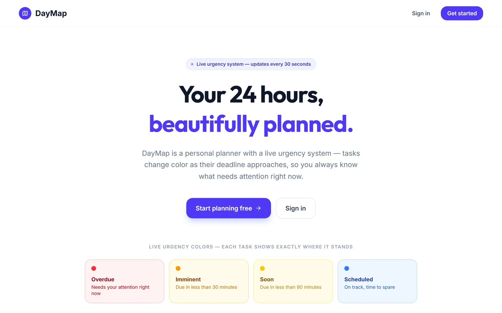 The Daily Planner Pro home page as it renders today.