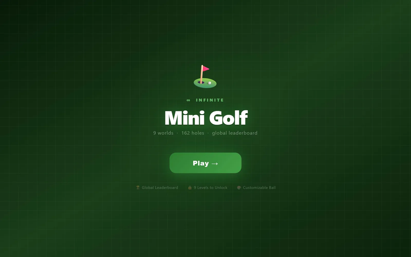 The Mini Golf Mania home page as it renders today.