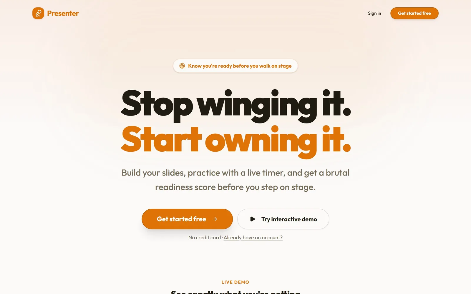 The Presentation Perfect home page as it renders today.