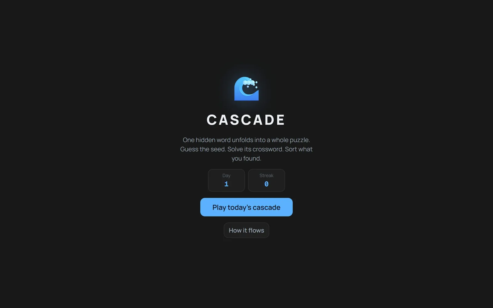 The Cascade home page as it renders today.