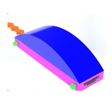 A blue and magenta curved grip shell rendered on white.