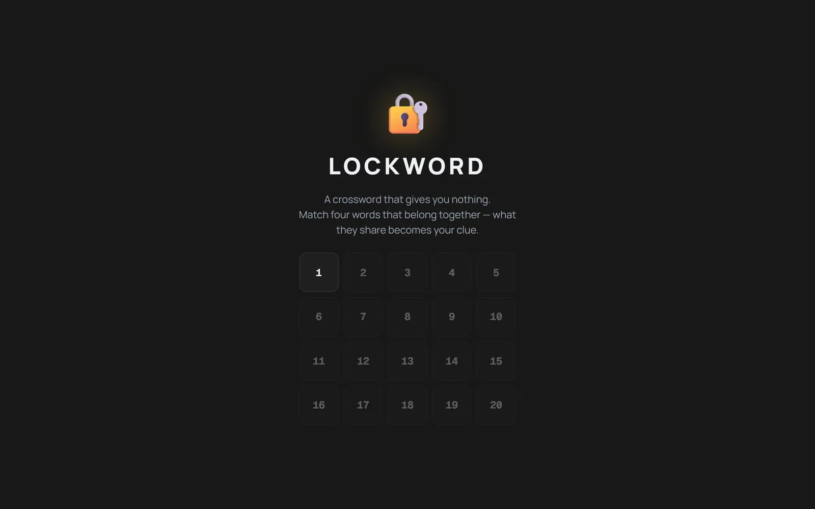 The Lockword home page as it renders today.
