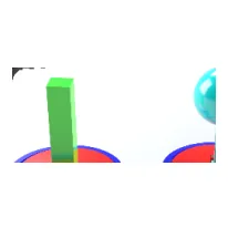 Coloured rendered blocks and rings arranged as a twisting mechanism.