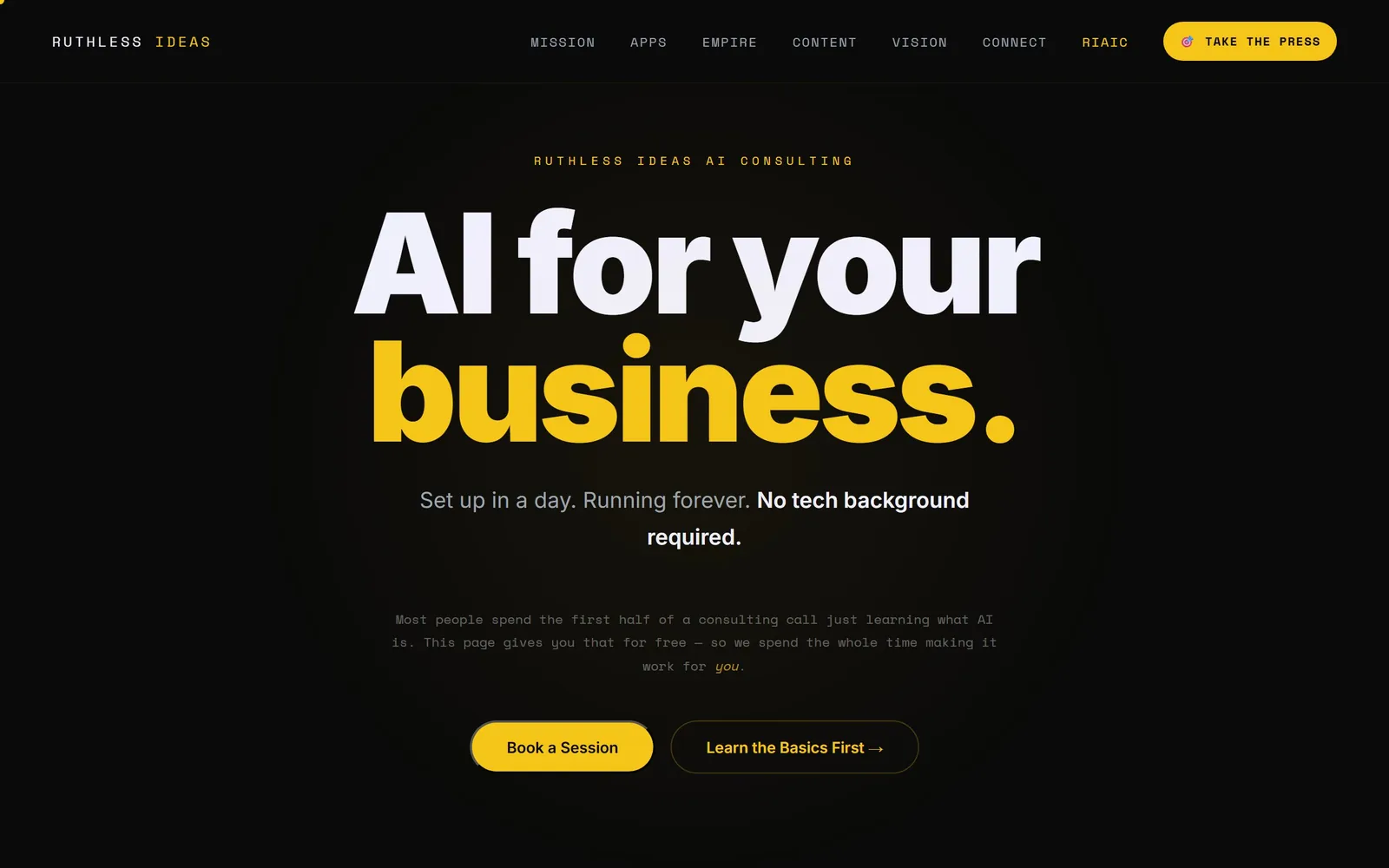 The RIAIC home page as it renders today.