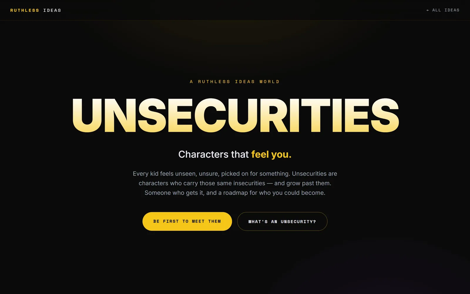 The Unsecurities home page as it renders today.