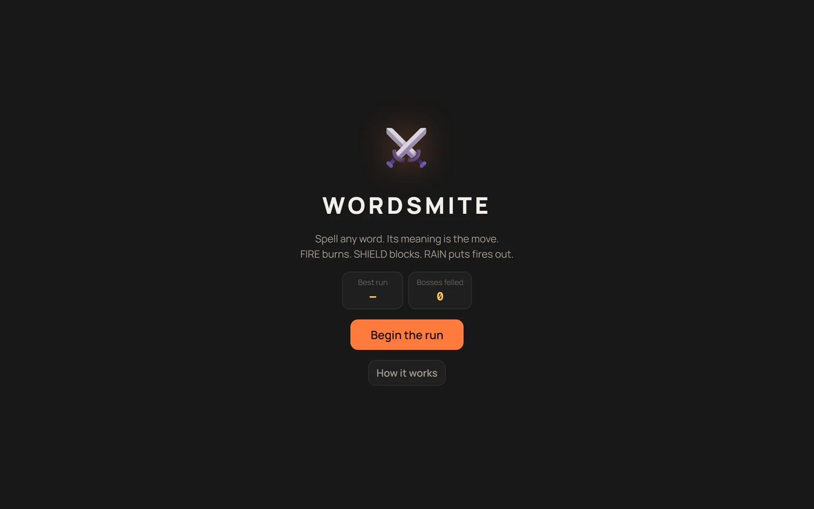 The Wordsmite home page as it renders today.
